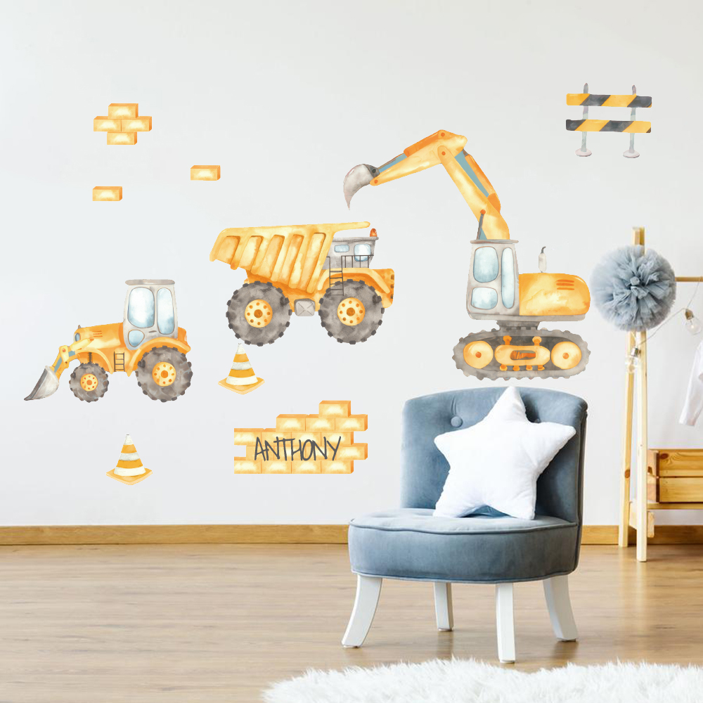 Interior Design Magazine - Custom ชื่อ Construkction Crane Excavator รถบรรทุกสติ๊กเกอร์ติดผนัง