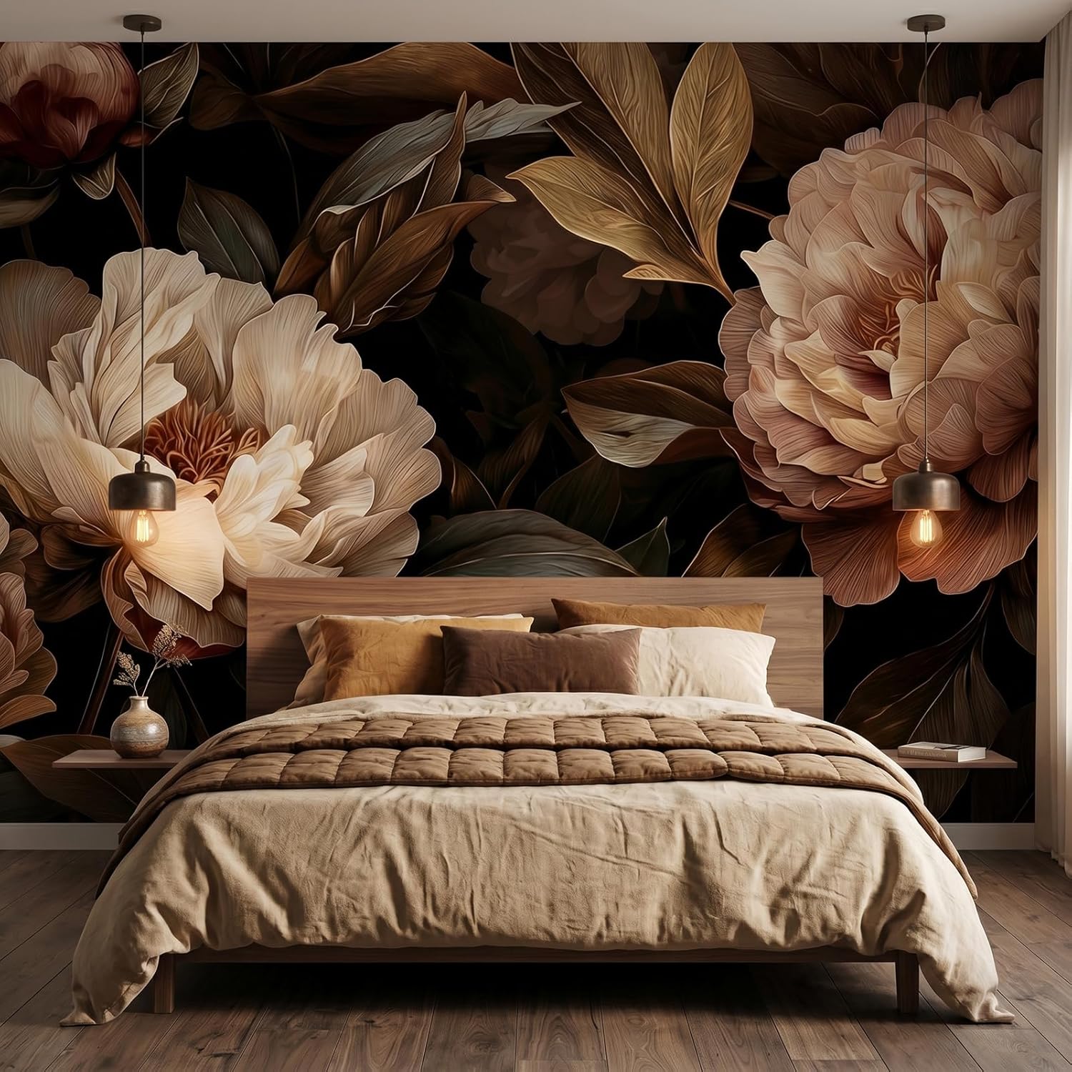 Interior Design Elegant - พรมแขวนผนังลายดอกโบตั๋นสุดหรู ศิลปะพฤกษศาสตร์ ผ้าโพลีเอสเตอร์ ตกแต่งผนังห้องนอน ห้องนั่งเล่น ตกแต่งภายในบ้าน