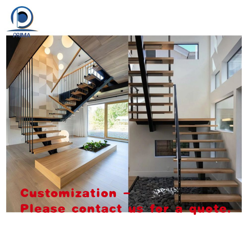Interior Design Usa - บันไดภายในแบบโมเดิร์น บันไดลอยตัว ดีไซน์เรียบหรู ขั้นบันไดไม้เนื้อแข็ง โครงเหล็กสำเร็จรูป บันไดลอฟท์