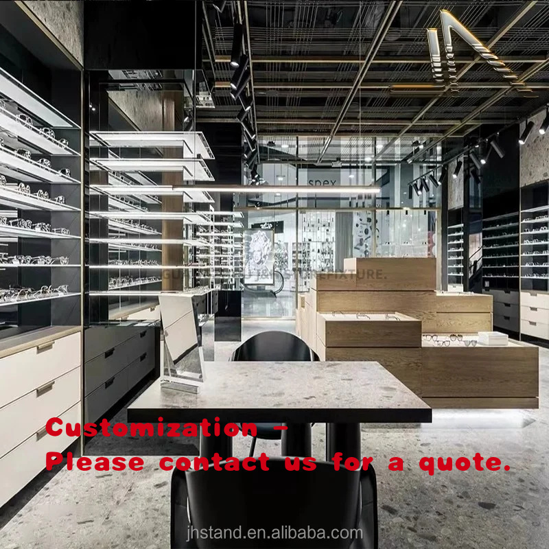 Interior Design Usa - โต๊ะโชว์แว่นตาสำหรับร้านแว่นตา ตกแต่งภายในร้านค้า ตู้โชว์ดีไซน์ทันสมัย เฟอร์นิเจอร์ร้านแว่นตา