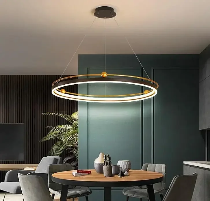 Engineering And Interior Design - โคมไฟระย้า LED ทรงวงกลมทันสมัย สำหรับงานออกแบบตกแต่งภายใน แสงไฟแบบแขวน วงแหวน