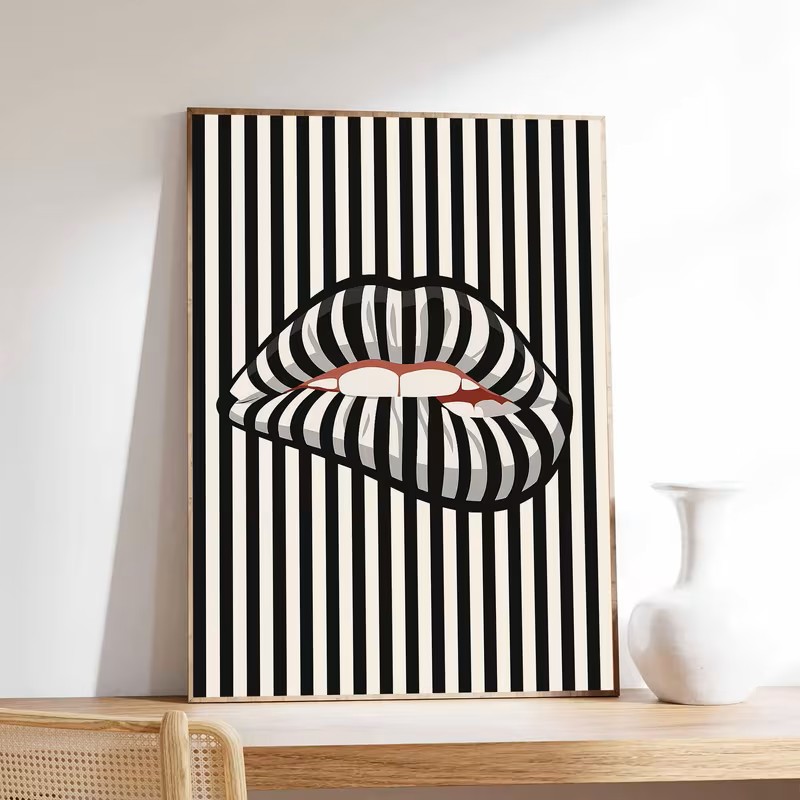 โปสเตอร์ผ้าใบลายทางเรียบง่ายแล - Interior Designer บทวิจารณ์และราคา