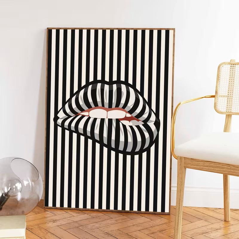 โปสเตอร์ผ้าใบลายทางเรียบง่ายแล - Interior Designer บทวิจารณ์และราคา